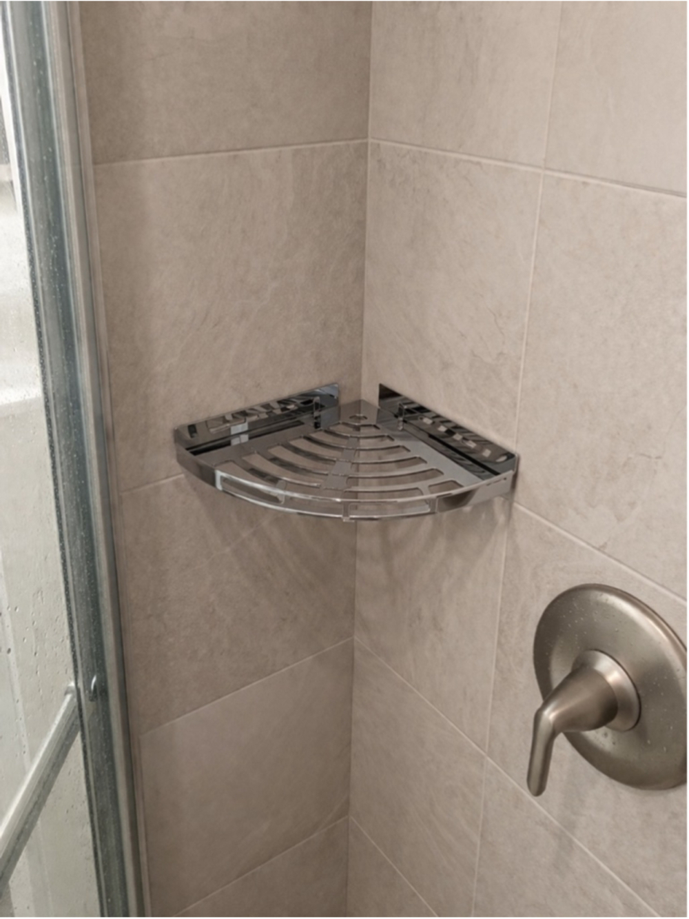 9” Chrome Corner Bathroom Shelf With Mounting Hardware